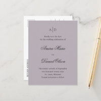 Clean Dusty Lilac Classic Wedding Save the Date