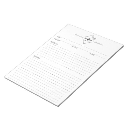 Clean + einfaches Monogramm Rezept Notepad II Notizblock (angewinkelt)