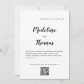 Clean Elegant Calligraphy Foto QR Code Hochzeit Einladung (Vorderseite)