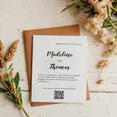 Clean Elegant Calligraphy Foto QR Code Hochzeit Einladung