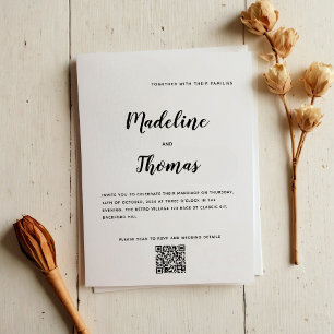 Clean Elegant Calligraphy Foto QR Code Hochzeit Einladung