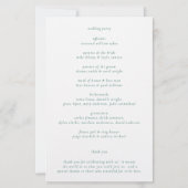 Clean Emerald Green Elegant Hochzeitsprogramm (Rückseite)