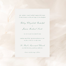 Clean Emerald Green Elegant Wedding Einladung