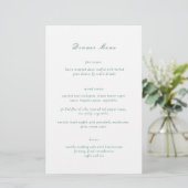 Clean Emerald Green Elegant Wedding Menu (Stehend Vorderseite)