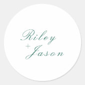 Clean Emerald Green Elegant Wedding Runder Aufkleber (Vorderseite)