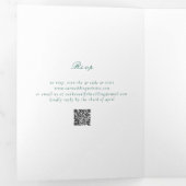 Clean Emerald Green QR Code Elegante Hochzeit Dreifach Gefaltete Einladung (Innen Erste Seite)