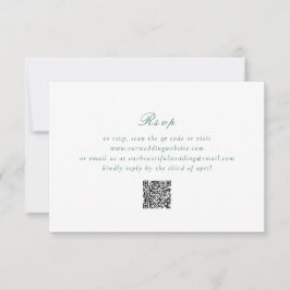 Clean Emerald Green QR Code Elegante Hochzeit RSVP Karte
