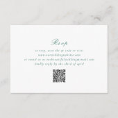 Clean Emerald Green QR Code Elegante Hochzeit RSVP Karte (Vorderseite)