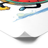 Clean Flat Color Art: Retro Running Alarm Clock Poster (Ecke)