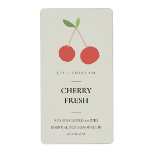 CLEAN FRESH FRUITY CHERRY RED GRAY CANDLE ETIKETT