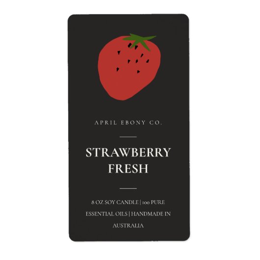 CLEAN FRESH FRUITY STRAWBERRY BLACK CANDLE LABEL (Vorne)