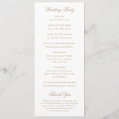 Clean Gold Classic Wedding Programm (Rückseite)