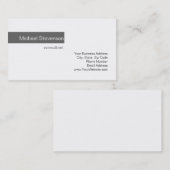 Clean Gray Strip White Consultant Business Card Visitenkarte (Vorne/Hinten)