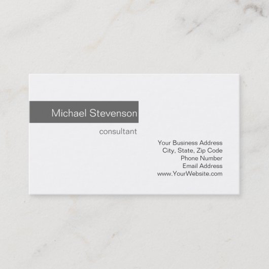 Clean Gray Strip White Consultant Business Card Visitenkarte (Vorderseite)