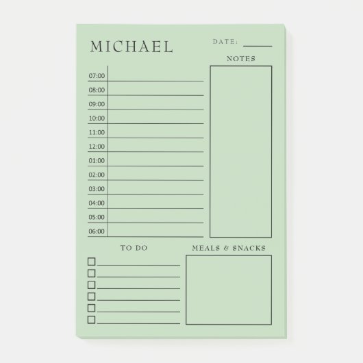Clean Green & Black Daily Planer Post-it Klebezettel (Vorderseite)