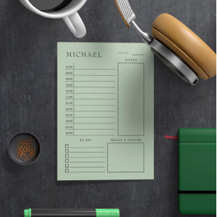 Clean Green & Black Daily Planer Post-it Klebezettel