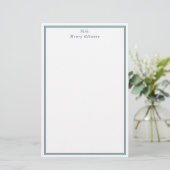 Clean Green Navy Mit Monogramm Briefpapier (Stehend Vorderseite)