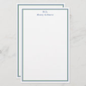 Clean Green Navy Mit Monogramm Briefpapier (Vorne/Hinten)