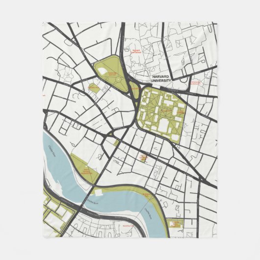CLEAN HARVARD UNIVERSITY MASSACHUSETTS KONTUR MAP FLEECEDECKE (Vorderseite)