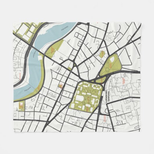 CLEAN HARVARD UNIVERSITY MASSACHUSETTS KONTUR MAP FLEECEDECKE (Vorderseite (Horizontal))