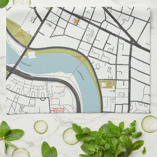 CLEAN HARVARD UNIVERSITY MASSACHUSETTS KONTUR MAP GESCHIRRTUCH (Gefaltet)