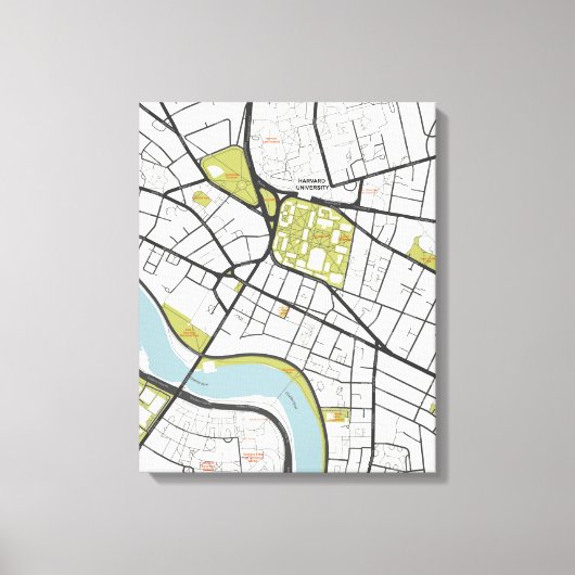 CLEAN HARVARD UNIVERSITY MASSACHUSETTS KONTUR MAP LEINWANDDRUCK (Vorderseite)