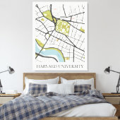 CLEAN HARVARD UNIVERSITY MASSACHUSETTS KONTUR MAP LEINWANDDRUCK (Insitu (Schlafzimmer))