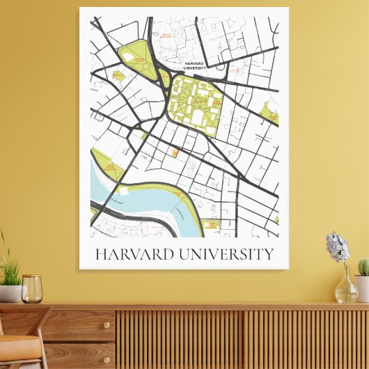 CLEAN HARVARD UNIVERSITY MASSACHUSETTS KONTUR MAP LEINWANDDRUCK (Insitu (Wohnzimmer))