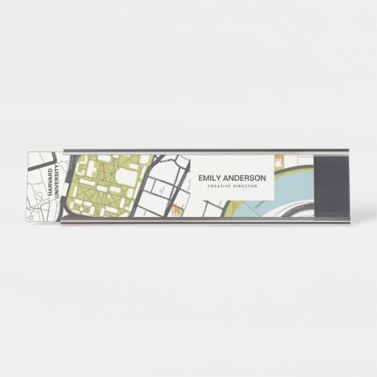 CLEAN HARVARD UNIVERSITY MASSACHUSETTS KONTUR MAP SCHREIBTISCHNAMENSPLAKETTE (Vorderseite )
