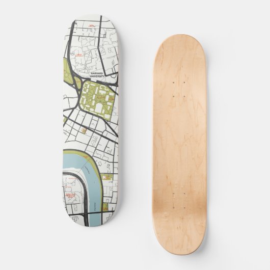 CLEAN HARVARD UNIVERSITY MASSACHUSETTS KONTUR MAP SKATEBOARD (Vorderseite)