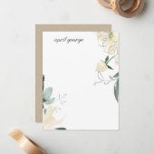 CLEAN IVORY GREEN WATERCOLOR PERSONALISIERT MITTEILUNGSKARTE (Vorderseite/Rückseite Beispiel)