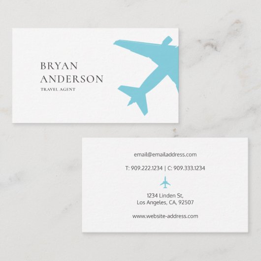 Clean Jet Silhouette Card - Minimaler Luftfahrtaus Visitenkarte (Vorne/Hinten)