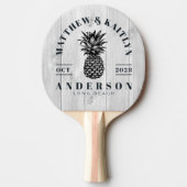 Clean Light Gray Tropical Pineapple Wedding Crest Tischtennis Schläger (Vorderseite)