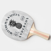 Clean Light Gray Tropical Pineapple Wedding Crest Tischtennis Schläger (Seitenansicht)