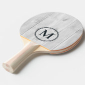 Clean Light Gray Wooden Monogram Tischtennis Schläger (Vorderseite)