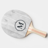 Clean Light Gray Wooden Monogram Tischtennis Schläger (Seitenansicht)
