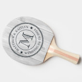 Clean Light Gray Wooden Wedding Monogram Star Tischtennis Schläger (Seitenansicht)