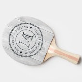 Clean Light Gray Wooden  Wedding Monogram Tischtennis Schläger (Seitenansicht)