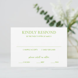 Clean Lime Green Elegante Hochzeit RSVP Karte