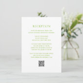 Clean Lime Green QR Code Elegante Hochzeit Begleitkarte (Stehend Vorderseite)
