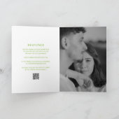 Clean Lime Green QR Code Elegante Hochzeit Einladung (Innenseite)