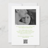 Clean Lime Green QR Code Foto Elegante Hochzeit Save The Date (Rückseite)
