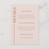 Clean Line Terracotta Hochzeitsdetails Begleitkarte (Vorderseite)