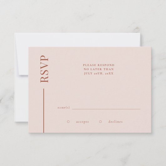 Clean Line Terracotta Minimalistische Hochzeitskar RSVP Karte (Vorderseite)