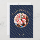 Clean Midnight Blue Gold Snowflakes Weihnachten (Vorderseite)