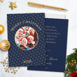 Clean Midnight Blue Gold Snowflakes Weihnachten