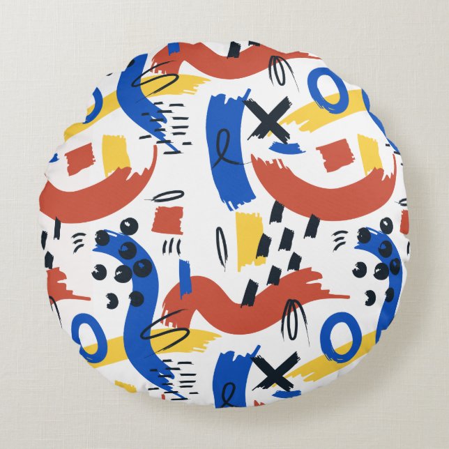Clean Modern Abstract Pattern | Colorful Artistic  Rundes Kissen (Vorderseite)