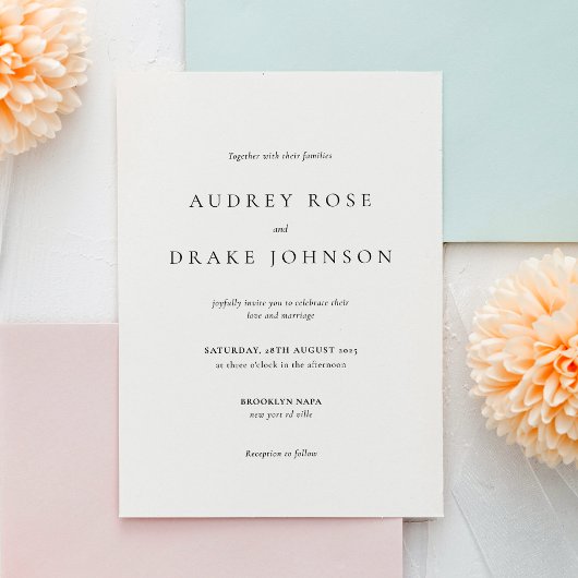 Clean Modern Black and White Wedding Einladung