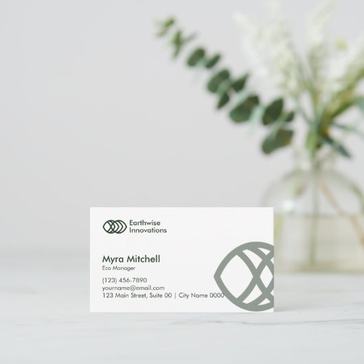 Clean Modern Eco Green Sustainable Branding Bold Visitenkarte (Stehend Vorderseite)