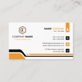 Clean & Modern Orange & White Corporate Visitenkarte